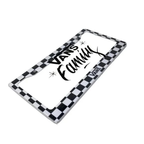 VANS License Plate Cover Frame Family Exclusive Black White Check VN000DNSN0A1 - Picture 2 of 7